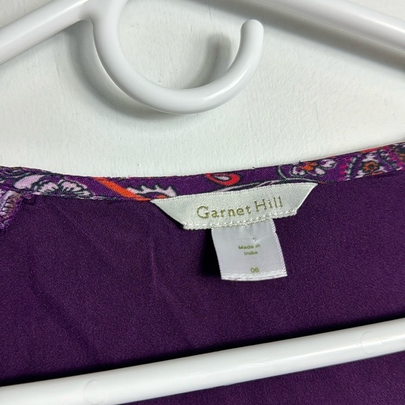 Garnet Hill Purple Floral Bohemian Dropped Waist Pocket Dress Size 6 - Picture 6 of 12